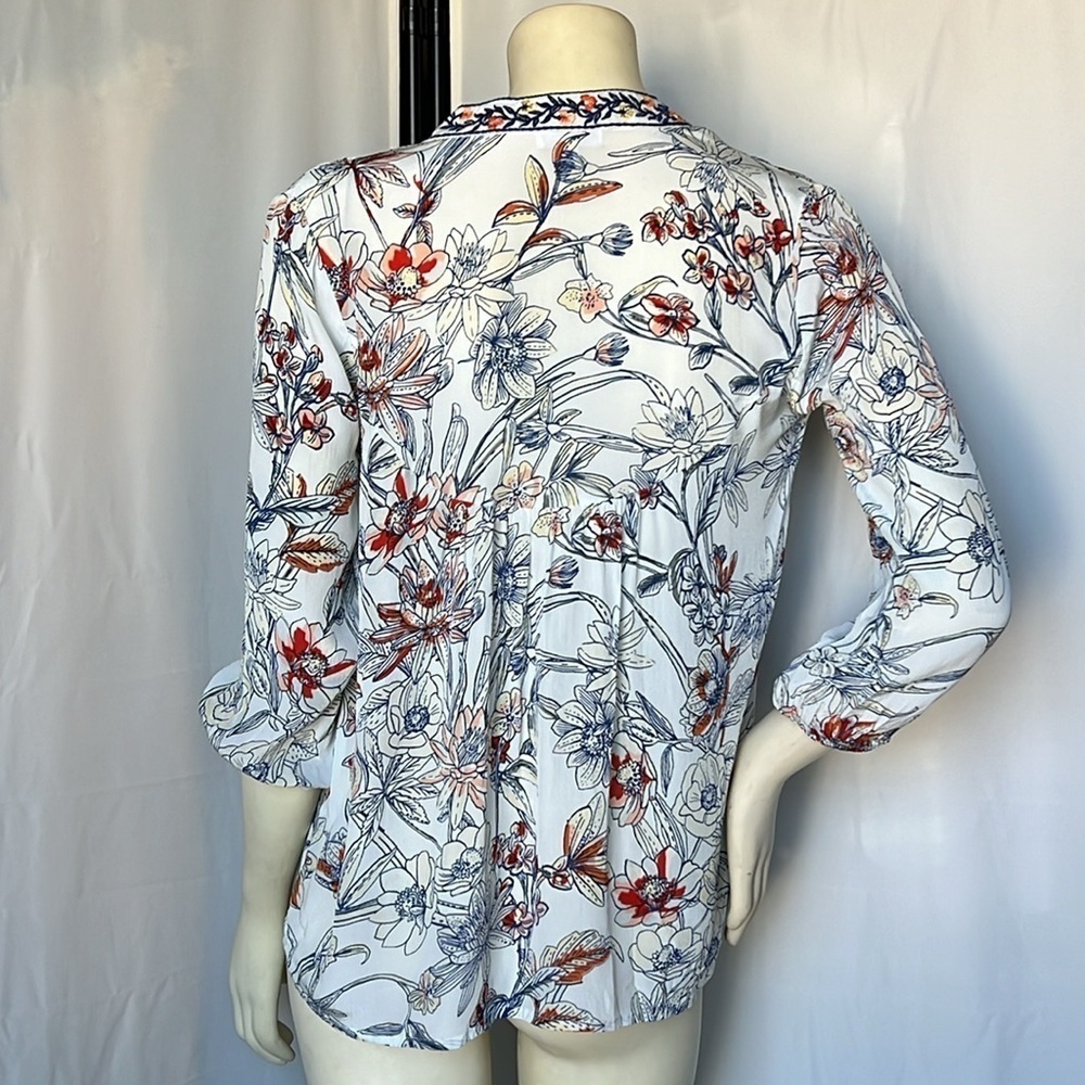 Love Kyla Size Embroidered Floral Boho Peasant Top - Picture 6 of 8